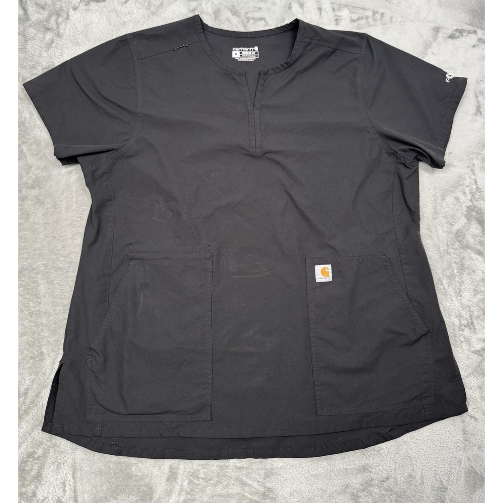 Carhartt Force Scrub Top Womens XL Black Shirt Modern Fit Work Short Sleeve